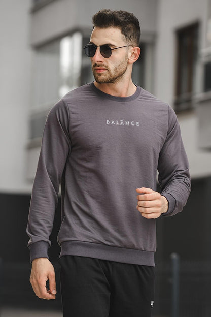 Balance Printed Slim Fit Lycra Crew Neck Men's Sweatshirt