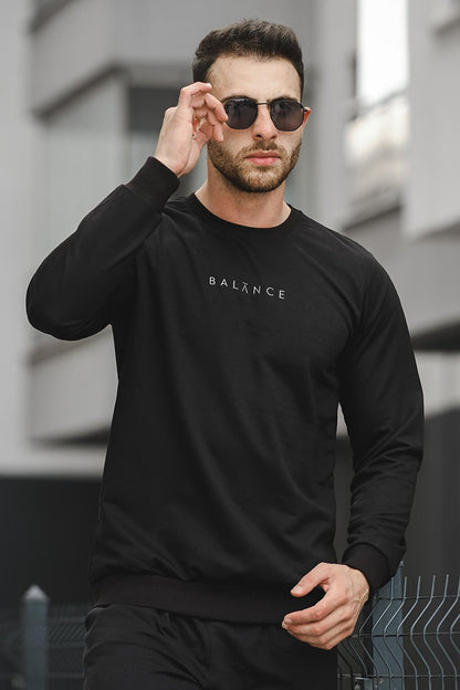 Balance Printed Slim Fit Lycra Crew Neck Men's Sweatshirt