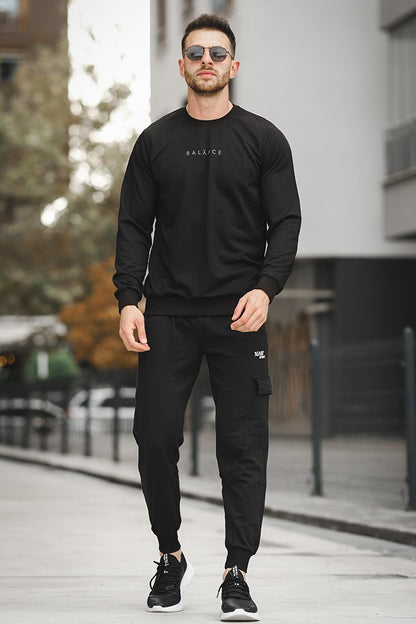 Balance Printed Slim Fit Lycra Crew Neck Men's Sweatshirt