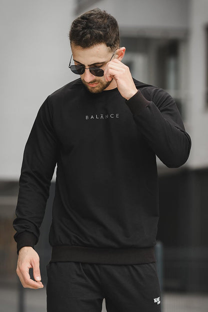 Balance Printed Slim Fit Lycra Crew Neck Men's Sweatshirt