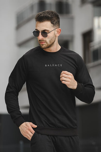 Balance Printed Slim Fit Lycra Crew Neck Men's Sweatshirt