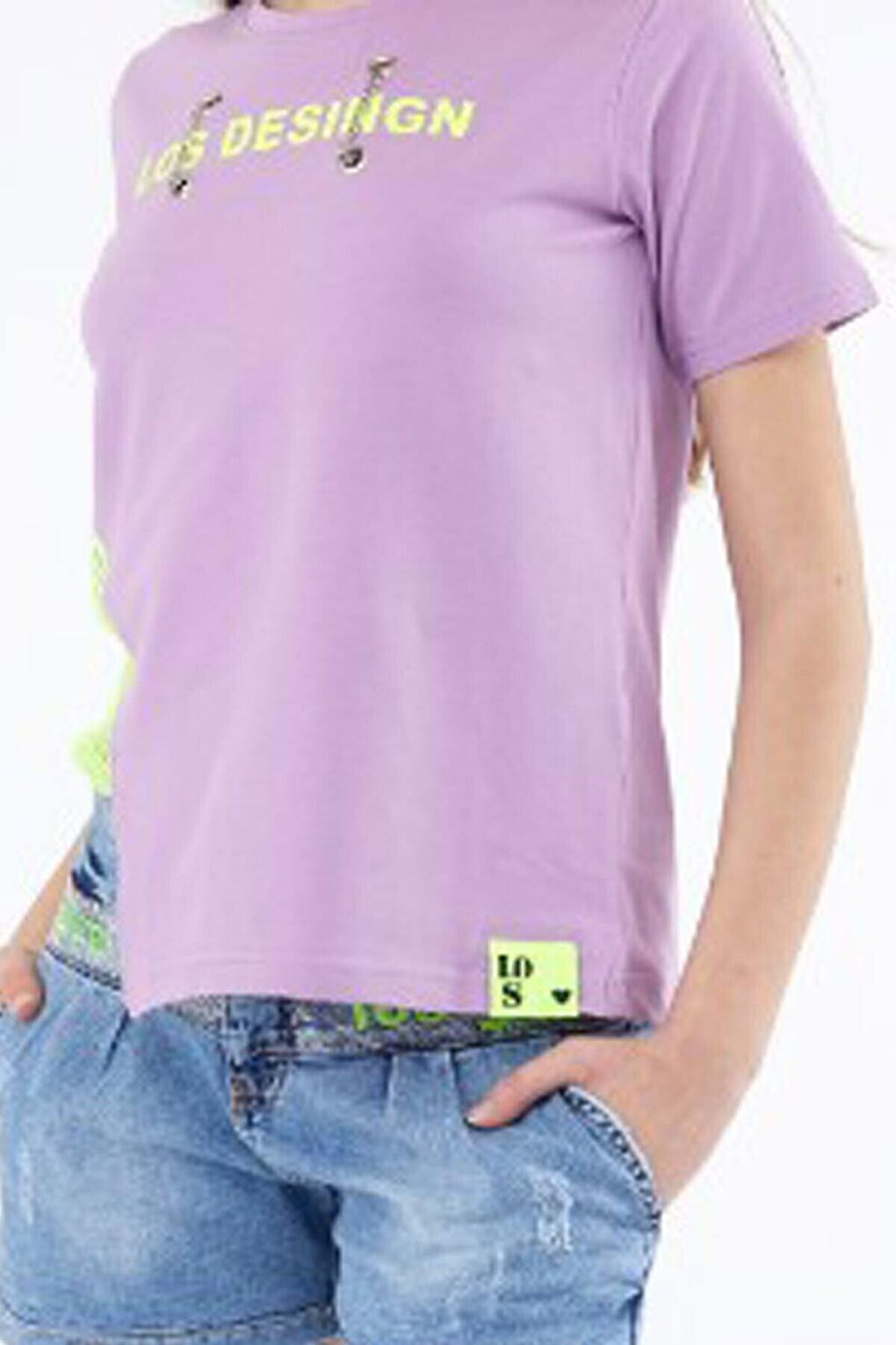 Girl's Mesh Waist Chain Detailed T-Shirt