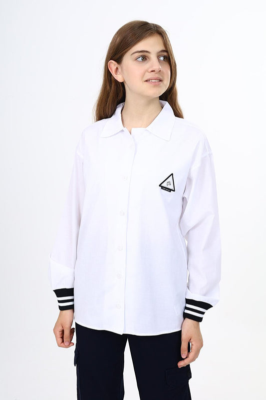 Girl's Sleeve Cuff Detailed Lycra Shirt 9-14 Years Lx255