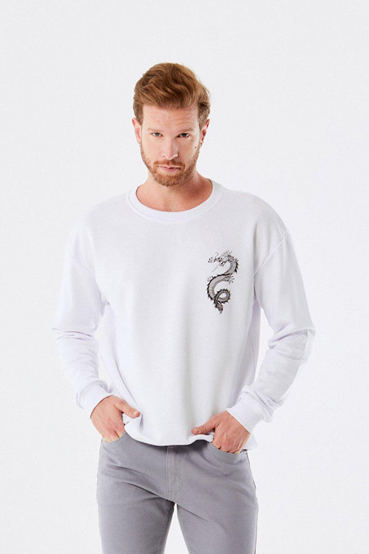 Dragon Printed Crew Neck Sweatshirt