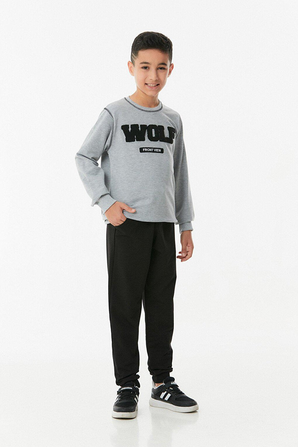 Embroidered Crew Neck Jogger Boy Tracksuit Set