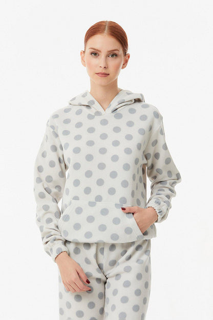 Polka Dot Hooded Fleece Pajama Set