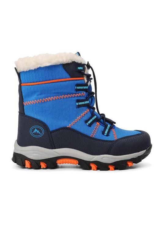 961-F Sax-Orange Water Repellent Children's Snow Boots with Fur Inside