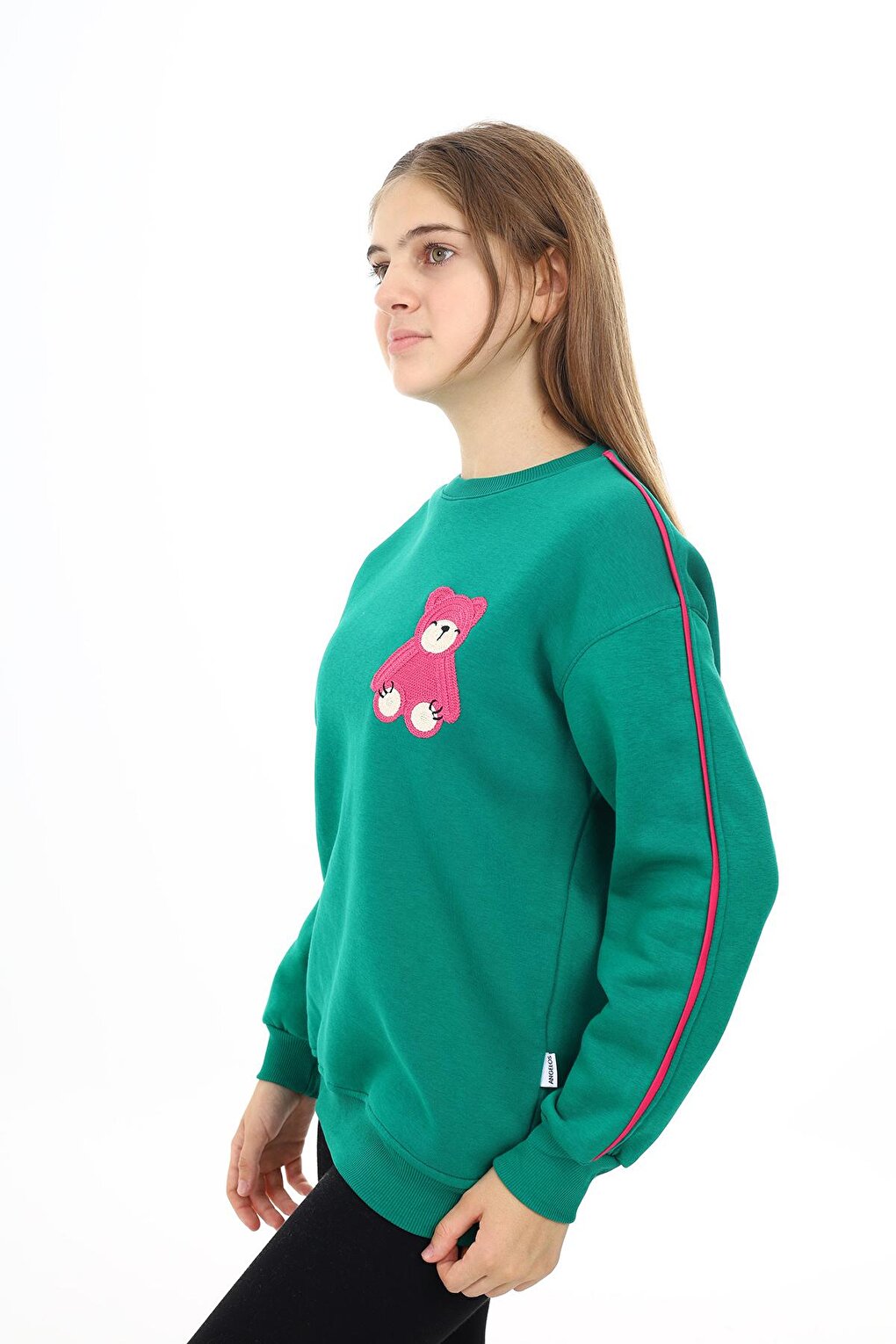 Girl's Teddy Bear Embroidered 3 Thread Sweatshirt 7-13 Years Lx270