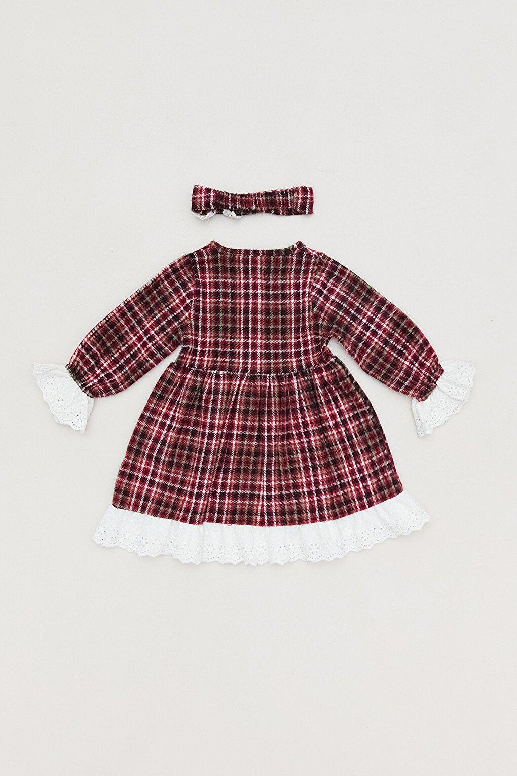 Plaid Patterned Bandana Girl's Dress