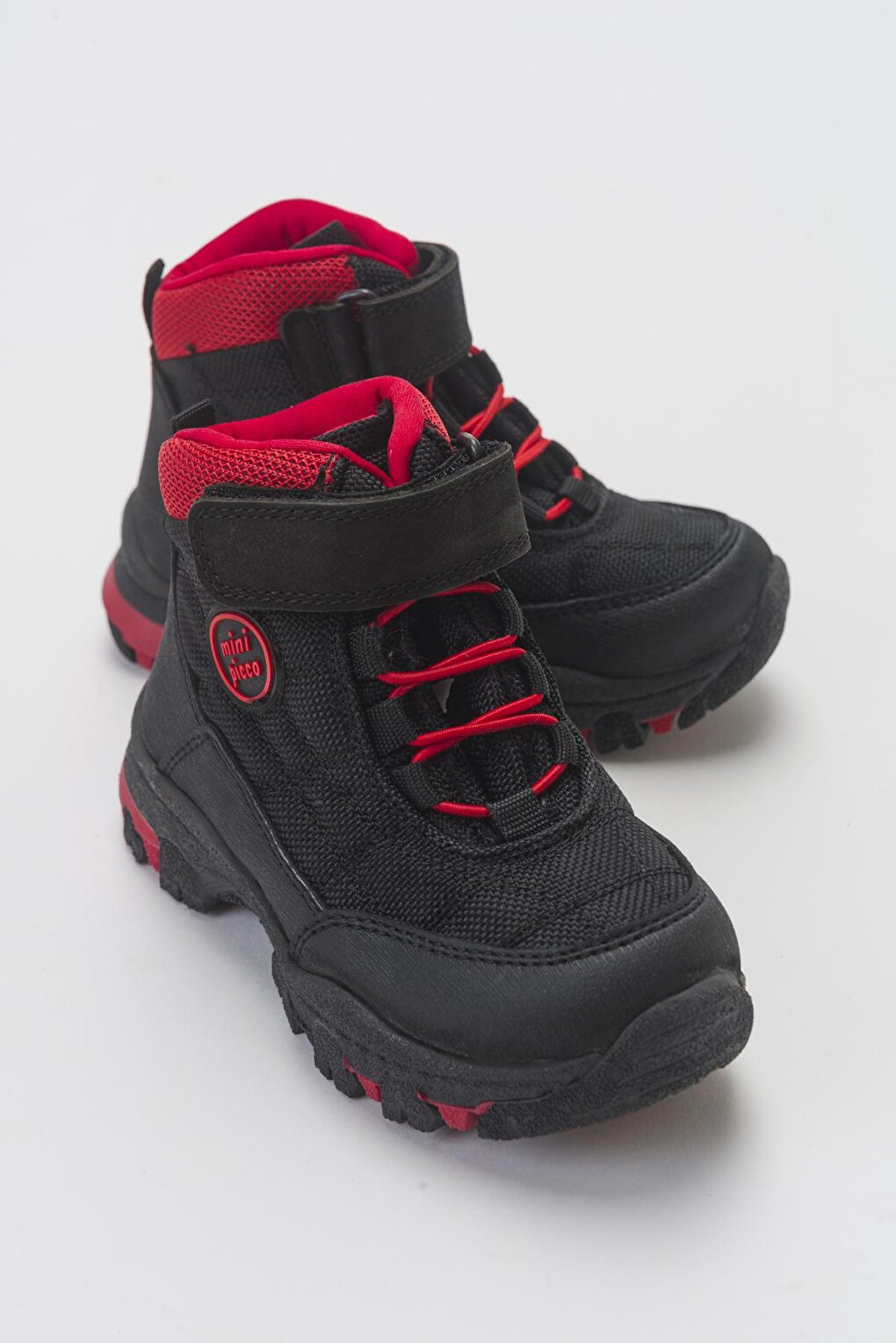 Boy's Black-Red Microfiber Trekking Kids Boots