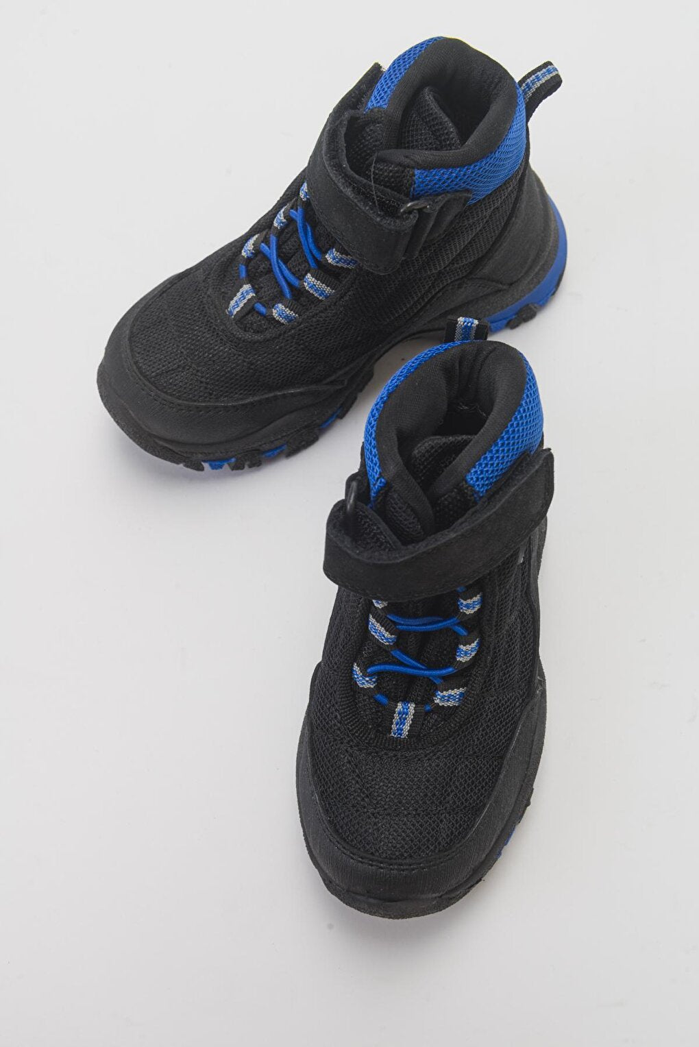 Boy's Black-Blue Microfiber Trekking Kids Boots