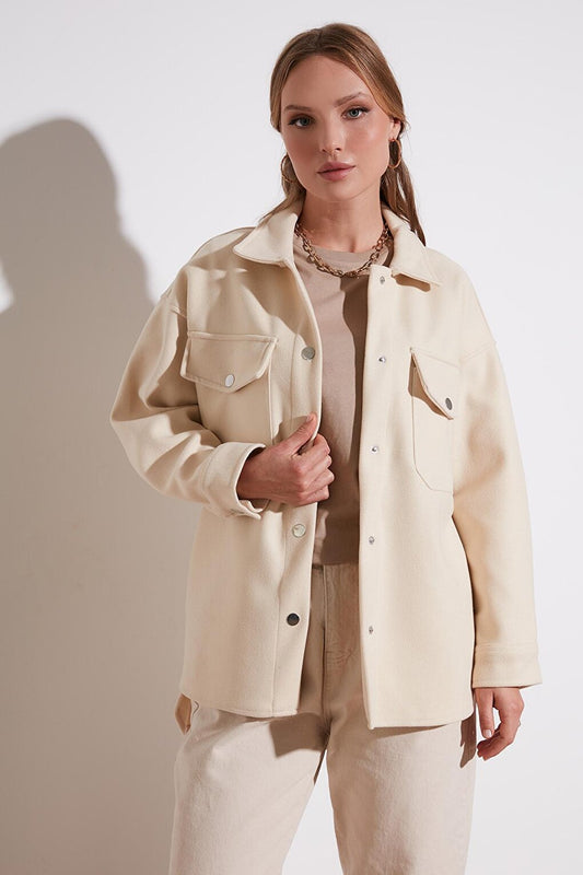 Double Pocket Oversize Thick Shirt Jacket 42190778