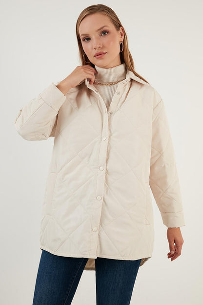 Oversize Pocketed Unlined Quilted Jacket 611MNT03