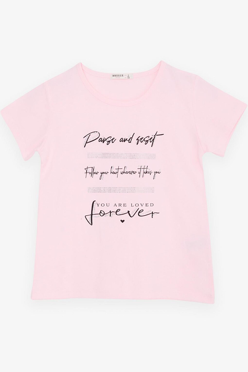 Girl's T-Shirt Stone Printed Pink (Ages 8-14)