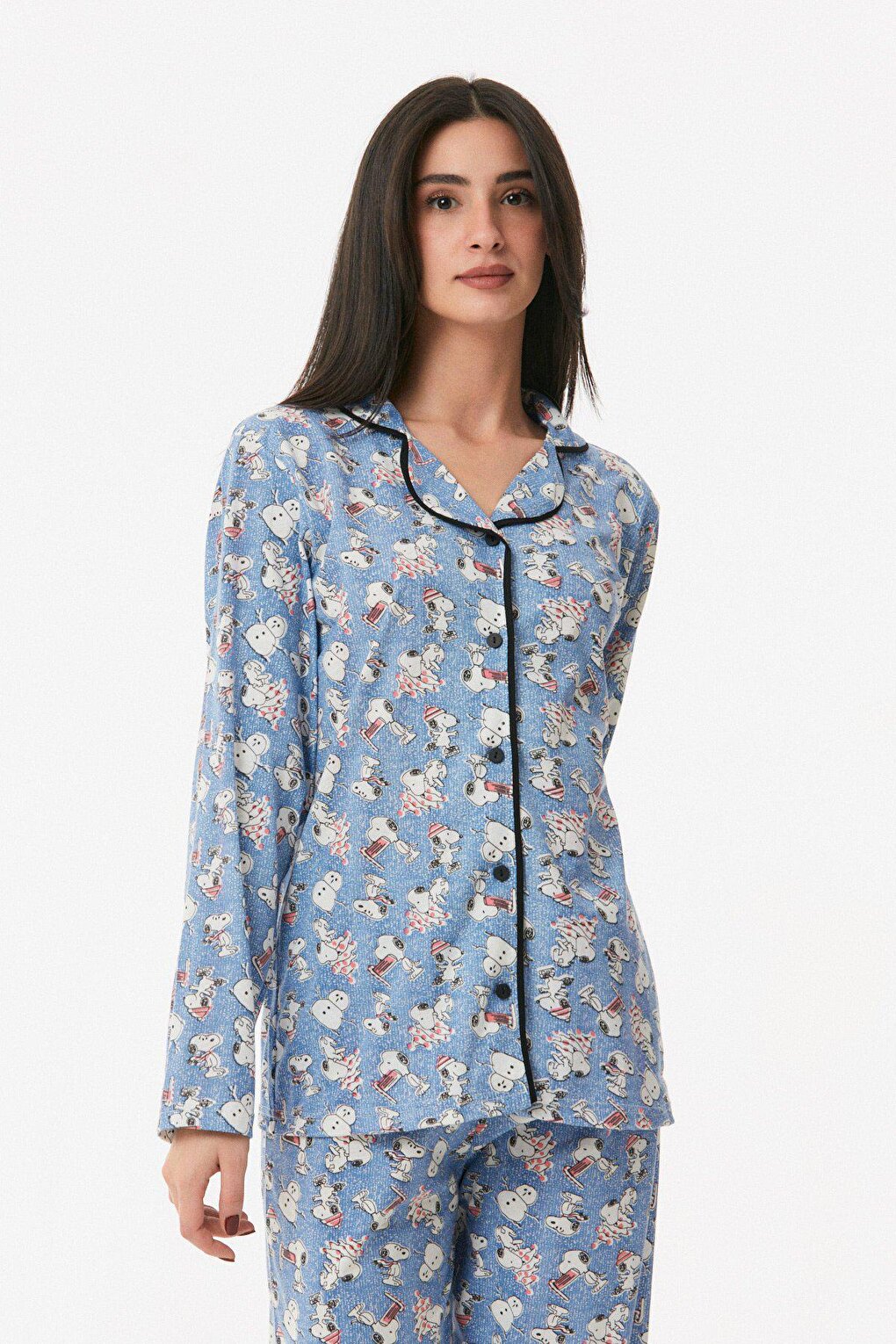 Dog Printed Shirt Collar Pajama Set