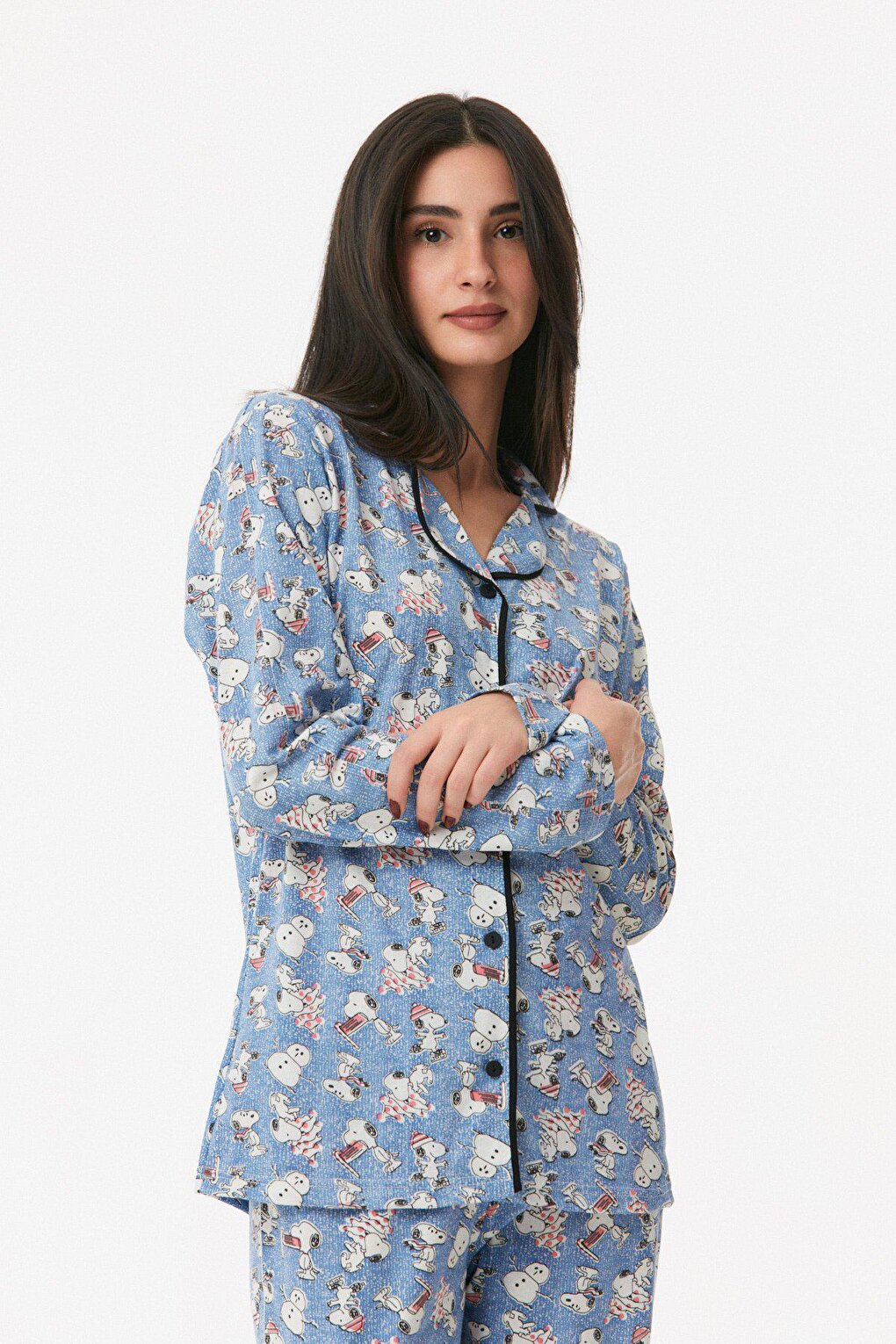 Dog Printed Shirt Collar Pajama Set