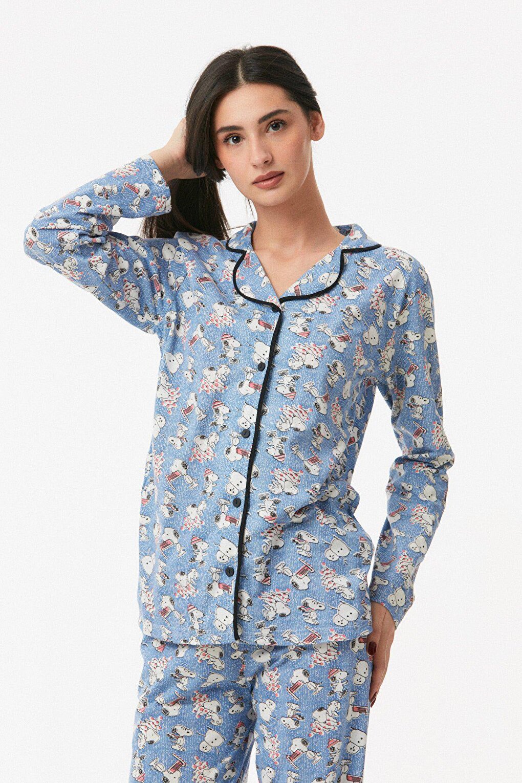 Dog Printed Shirt Collar Pajama Set