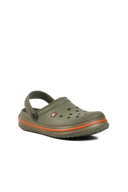 Khaki-Orange Men's Sabo Slippers 5001