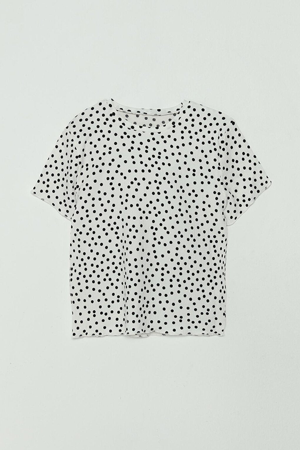 Girls' T-Shirt with Polka Dots on White