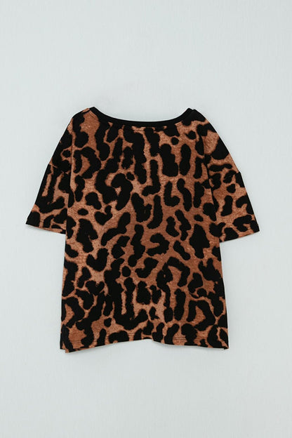 Leopard Patterned Short Sleeve Girls' T-Shirt