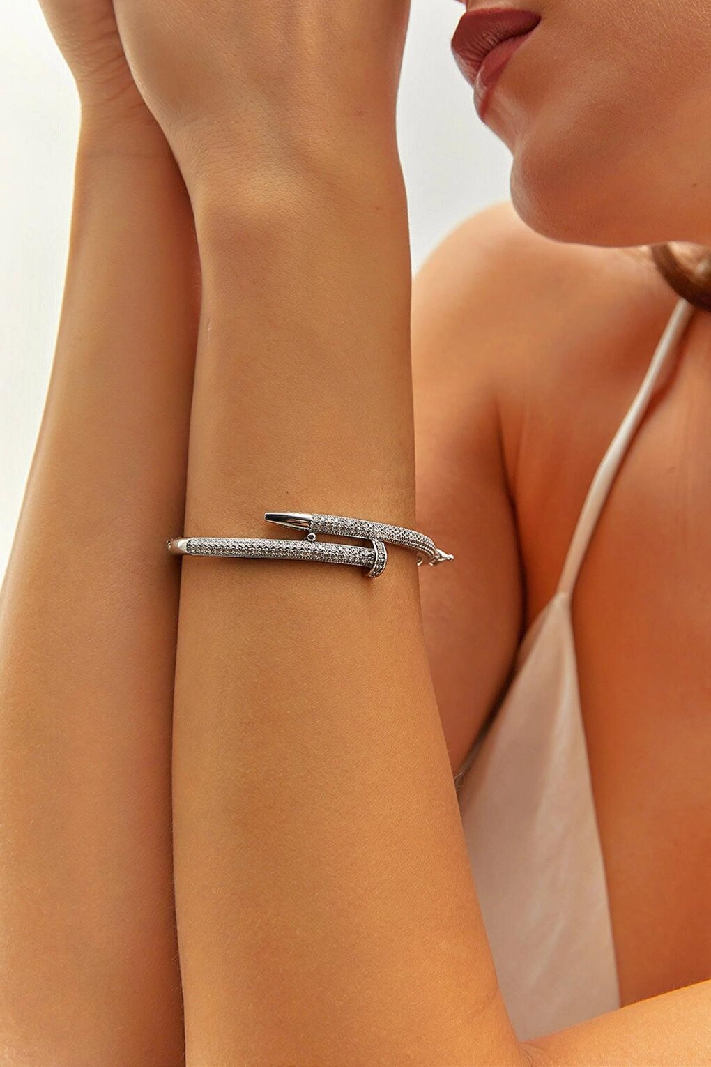 Women's Accessory Steel Stone Stud Bracelet