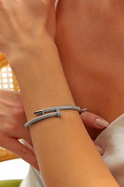 Women's Accessory Steel Stone Stud Bracelet