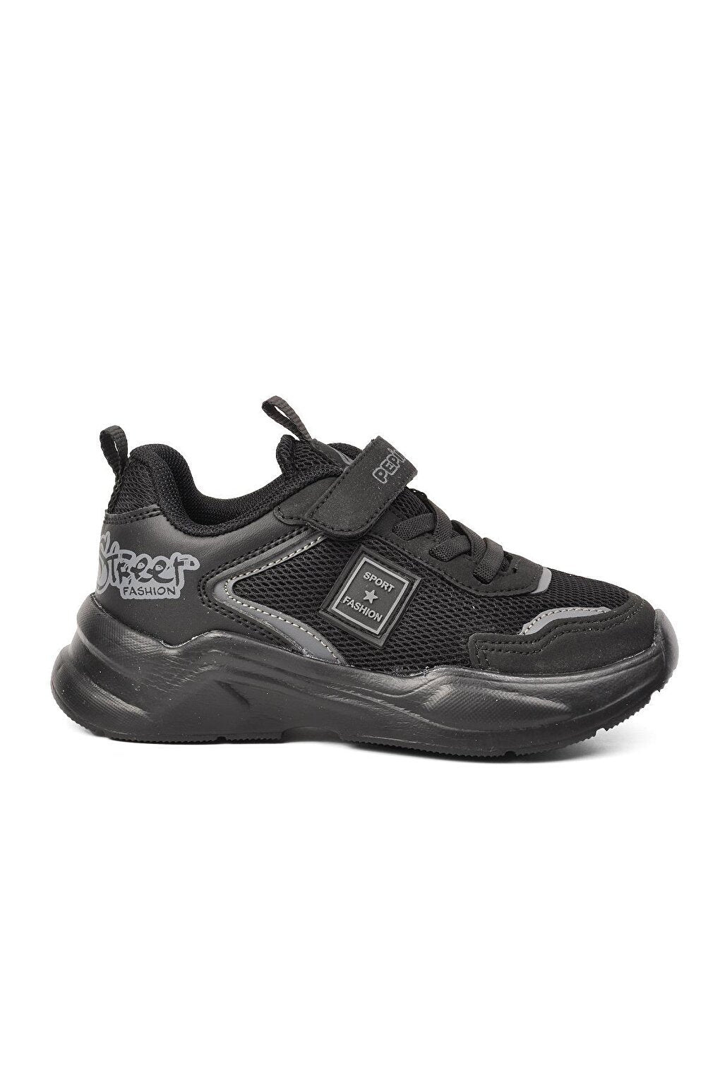 935-P Black-Smoked Mesh Children's Sports Shoes