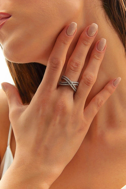 Women's Accessory Steel Stone Ring