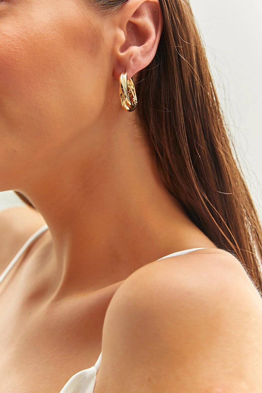 Women's Accessory Steel Stud Hoop Earrings