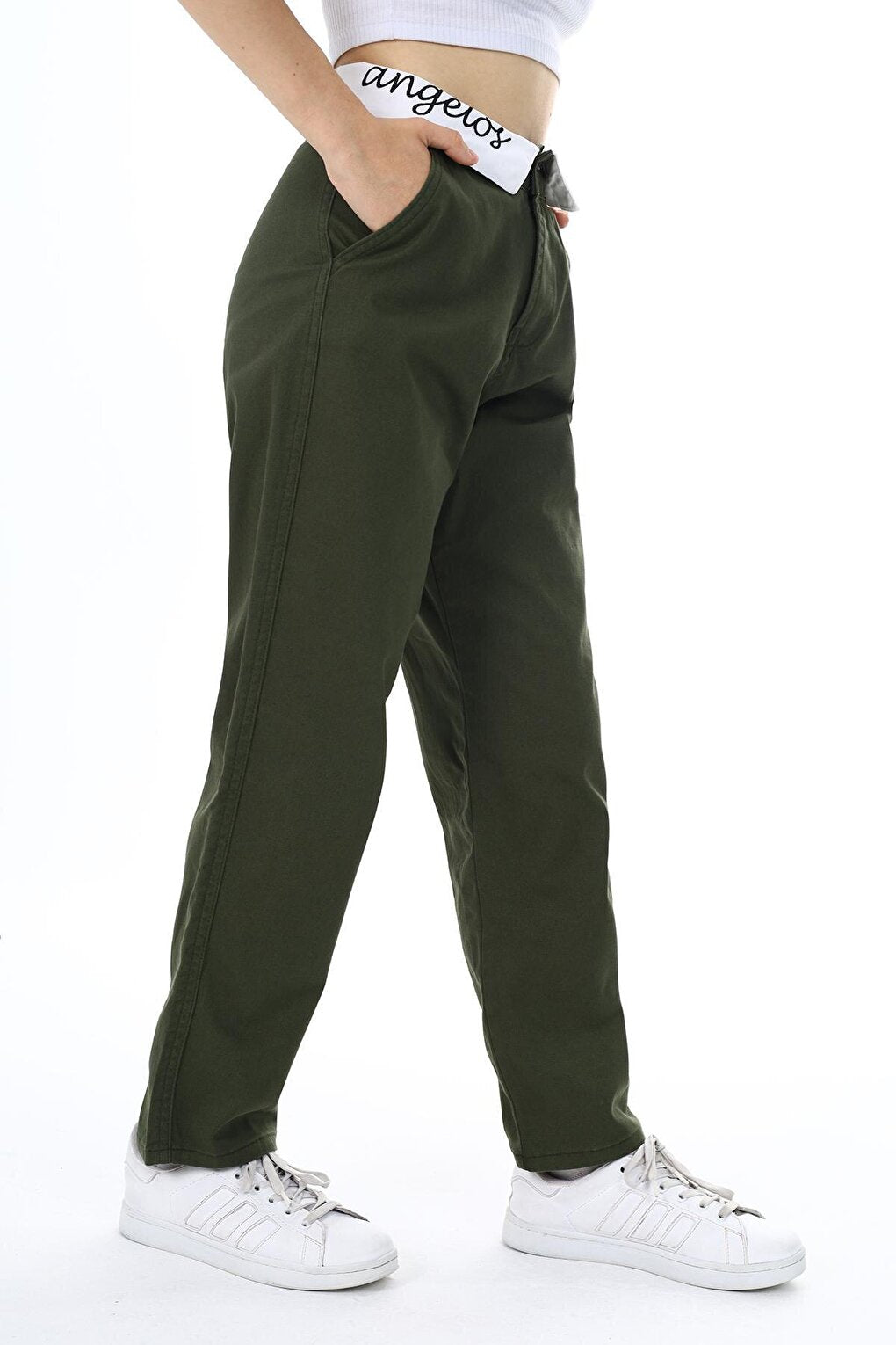 Girl Child Waist Embroidered Gabardine Trousers 9-14 Years Lx253