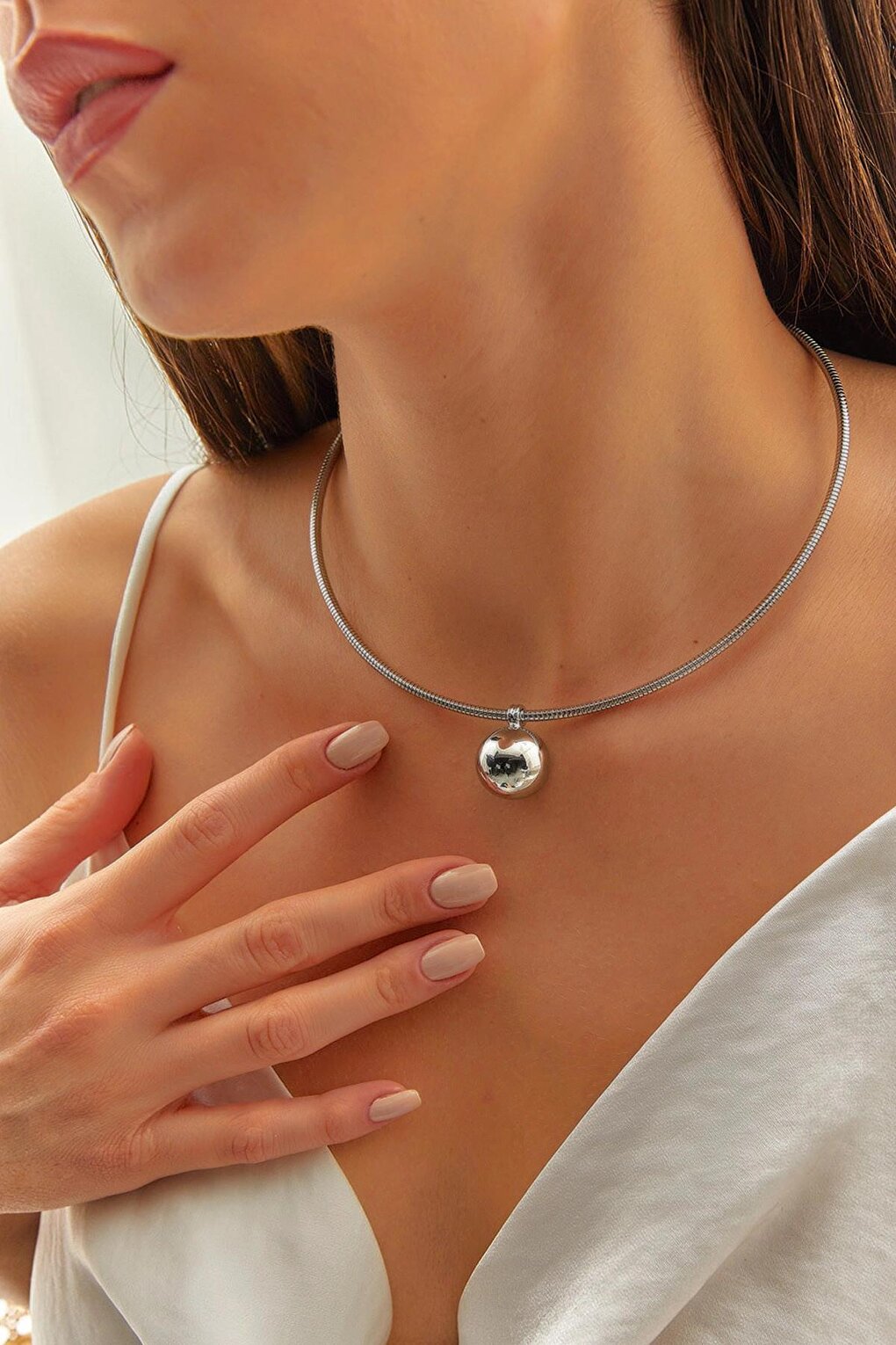 Women's Accessory Steel Ball Necklace