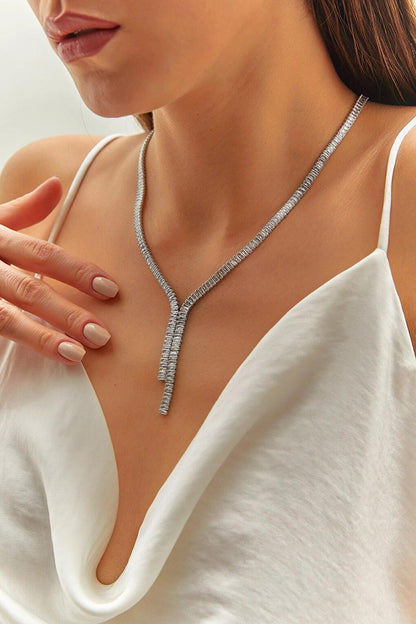 Women's Accessory Steel Stone Waterway Necklace