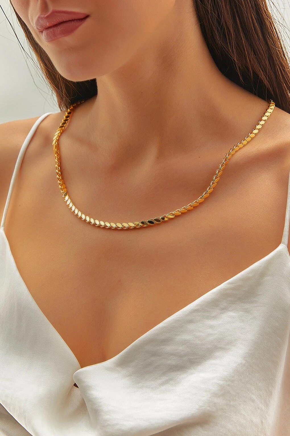 Women's Accessory Steel Barley Chain Necklace