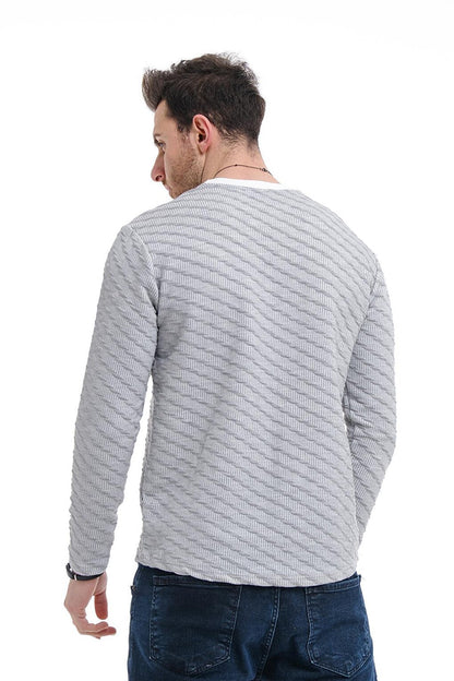 Bobby Cross Striped Slim Fit Knitted Men's Sweatshirt