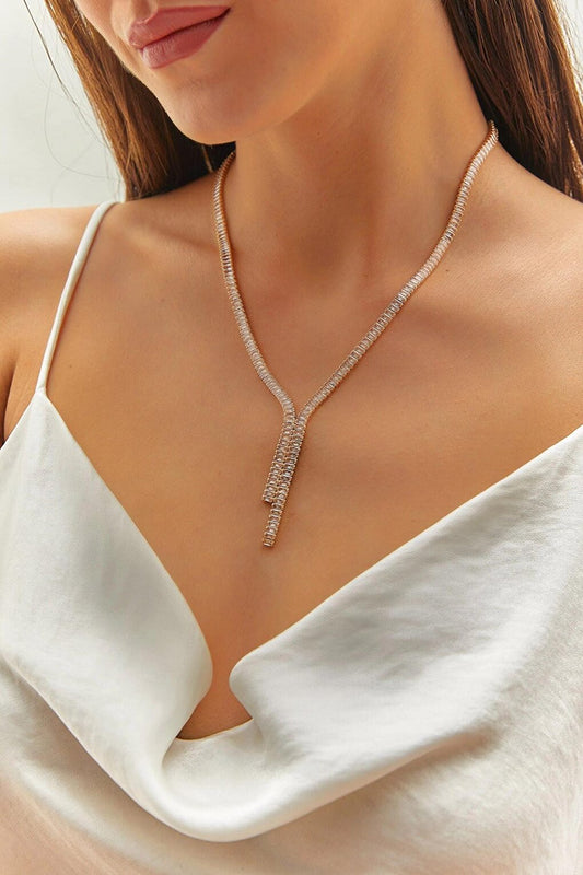 Women's Accessory Steel Stone Waterway Necklace