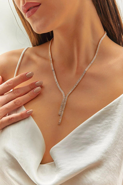 Women's Accessory Steel Stone Waterway Necklace