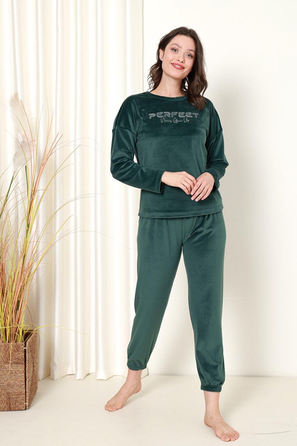 Women's Pajama Set French Velvet Perfect Printed with Elastic Legs Winter Seasonal W20532288