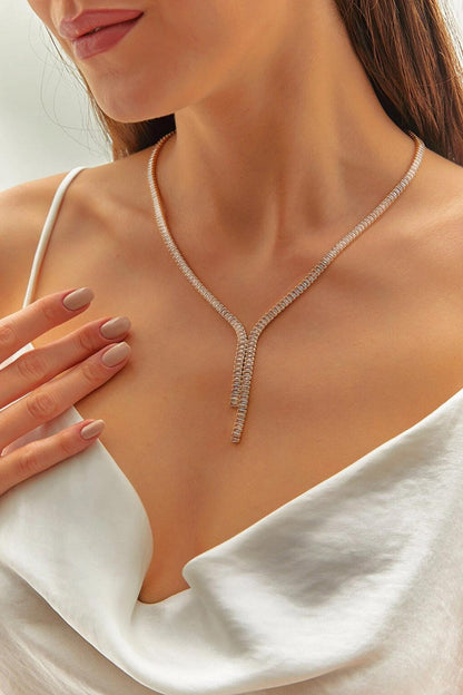 Women's Accessory Steel Stone Waterway Necklace