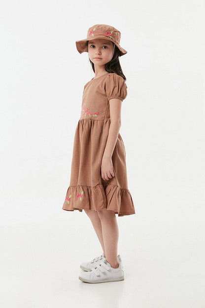 Girl's Dress with Embroidered Hat Accessories