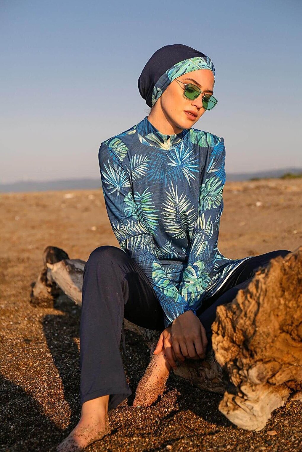 Navy Blue Fully Covered Hijab Swimsuit M2112