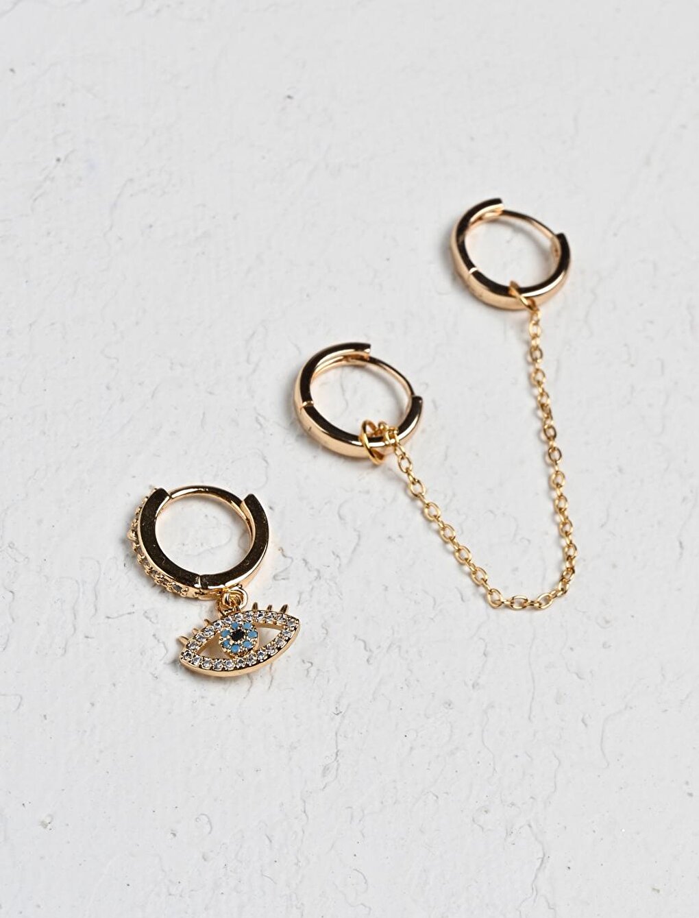 Gold Figured Hoop Earring Set