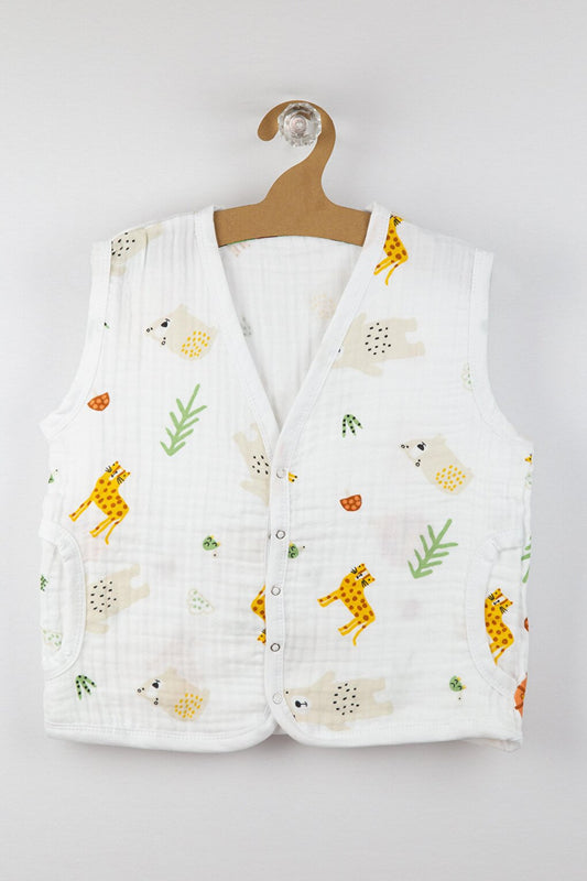 100% Cotton Snap Fastener Muslin White Baby Vest