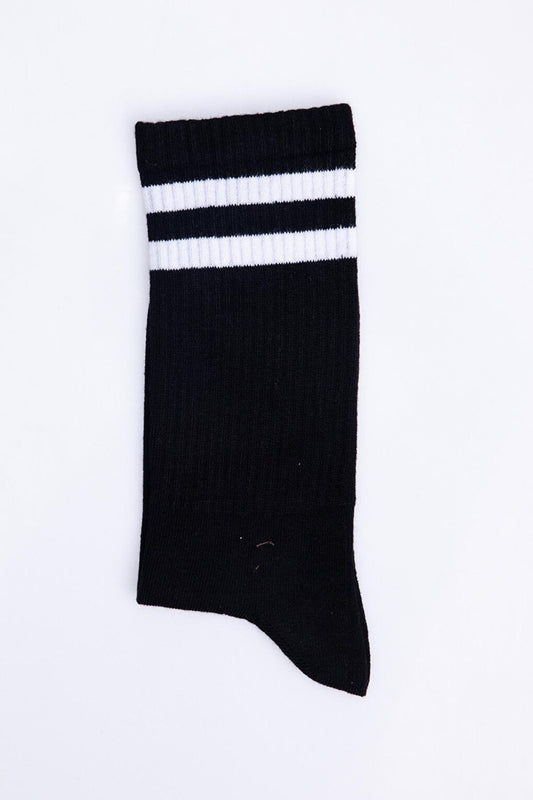 Unisex Striped Black College Tennis Socks