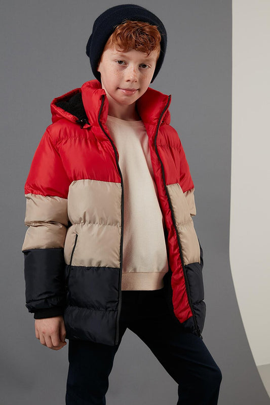 Removable Hooded Puffer Coat with Plush Lining 57611967