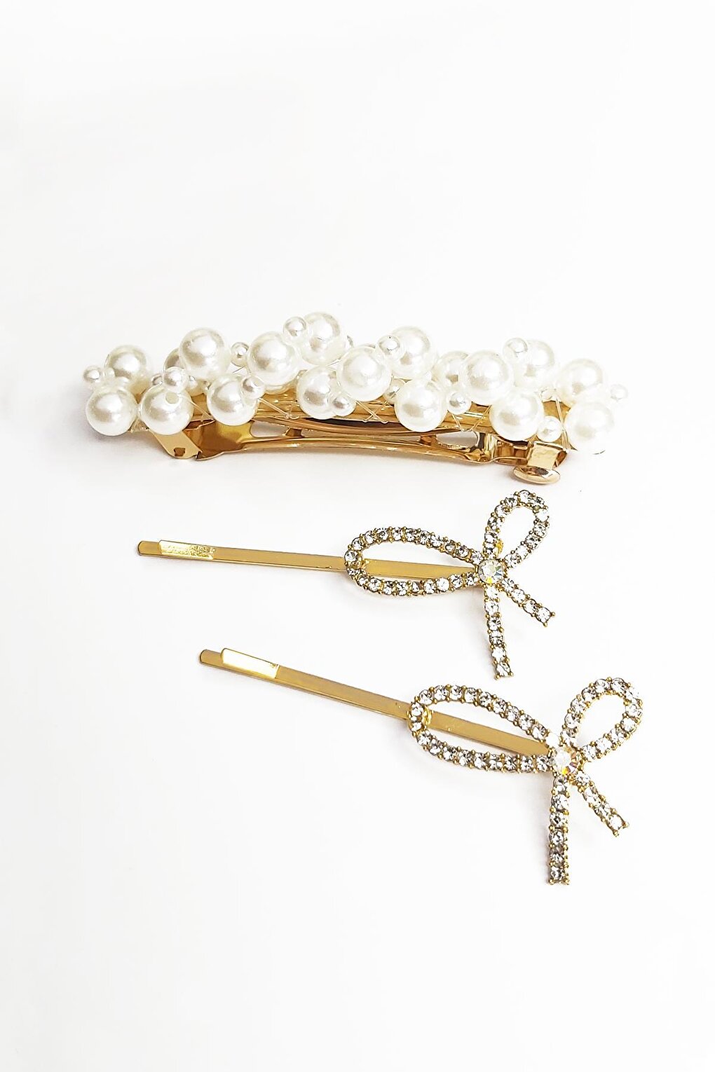 Lacroi Bow and Pearl Detailed Hairpin Set 3-pack