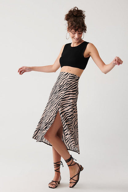 Slit Printed Skirt