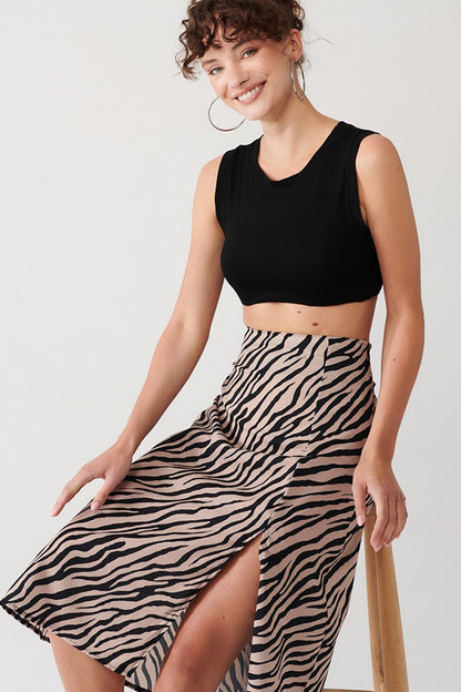 Slit Printed Skirt