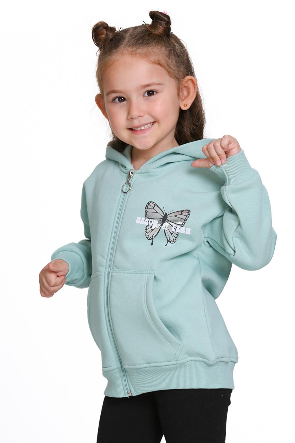 Girl's Mint Green Cosmie Dreamer Print 1-5 Years Zippered Sweatshirt