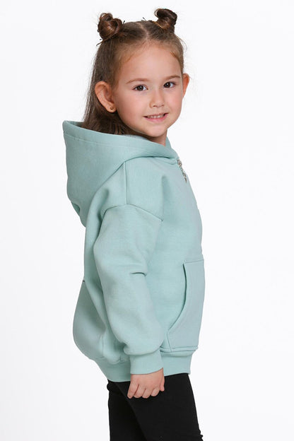 Girl's Mint Green Cosmie Dreamer Print 1-5 Years Zippered Sweatshirt