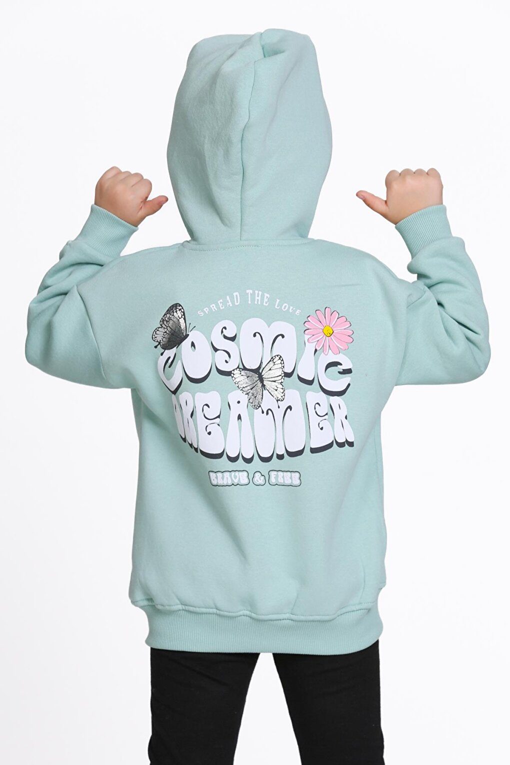 Girl's Mint Green Cosmie Dreamer Print 1-5 Years Zippered Sweatshirt